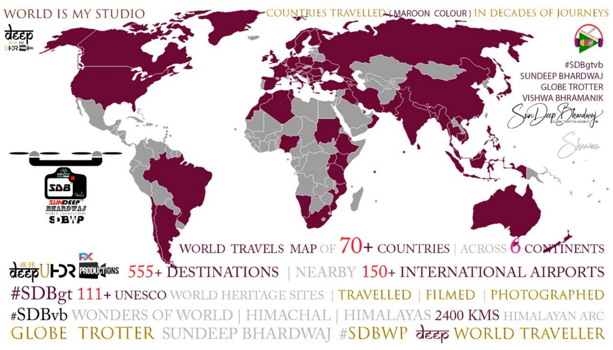 🌍✈️ VishvBhramanik ™® # विश्वभ्रमणिक 🌐🗺️™ GlobeTrotter # भूयात्री|  # VSBS | VishvBhramanik 🌞🪔 SunDeep 🕉️ Bhardwaj Sharma | 70+ Countries ✓ 777+ Destinations ✓ 6 Continents ✓ 111+ UNESCO WHS ✓ Multiple Trips To 150+ International Airports ✓ 10 Million+ Kms ✓ Travelled Filmed in ✓ 2 Decades of World Travels | #  World Traveller | Director Cinematic 4K 8K 16K Cinematic Films | Activist | New Media Guru | # SBSVG | # SDBWP | VdeepUHdrFx 2K 4K 6K 8K 16K 360 VR New Media in Cinematic Motion Pictures 🏔️ Himalayan Arc 2400 Kms |  IHR | Indian Hinalayan Region | Tibet | TAR | Himachal 12 Districts SunderNagar Mandi Kullu Manali Ghumarwin Bilaspur Lahaul & Spiti | GHNP Great Himalayan Motion Pictures 111+ UNESCO World Heritage Natural Cultural & Mixed Sites Multiple Trips To 150+ International Airport's 350+ Largest Most Popular Historical Global Cities Megalopolis Metropolitan Cities Megacities National Central Capital Regions NCR's | Millions of Kms Travelled in 2 Decades Of GlobeTrotting ( Other Spellings ) VishwaBhramanik VishwaBhramaneek VisvBhrmnik VishvaBhramanik VishvaBhramaneek VishvBhramnik VishvBhrmanik | #VSBS #SBSVG #SBSV #SDBWP #VBG #VBNM #VBFA #VFIED #VBN #VBV #v360worldTravelBlog #v360wtb # Vishv # Bhramanik